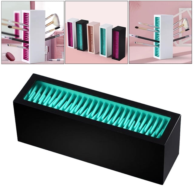 Soporte de Pinceles de Maquillaje Flexible shamjiam de Silicona Azul Negro