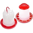 thumbnail image 1 of Set of 2.5 L Drinker and 3 Kg Feeder, Feeder for chicks, Drinker kit, Poultry feeder, Poultry drinker, Red and white, 1 of 4