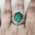 thumbnail image 4 of Emerald Corundum Mans Ring, Natural Emerald Corundum, May Birth Ring, Silver Jewelry, 925 Silver Ring, Gift, Heavy Mens Ring, Arabic Design, Ottoman Style Ring, Christmas, Turkey Mens Signet Ring, 4 of 5