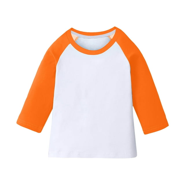 T-shirts à Manches 3/4 pour Filles Été Mignons Col Ras du Cou T-Shirts Basiques Blouse Décontractée Chemise à Manches 3/4