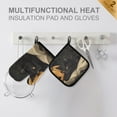 thumbnail image 4 of Yayeee Oven Mitts and Pot Holder Set of 4 Heat Resistant Kitchen Gloves Baking Hot Pad, Retro Halloween Cat, 4 of 5