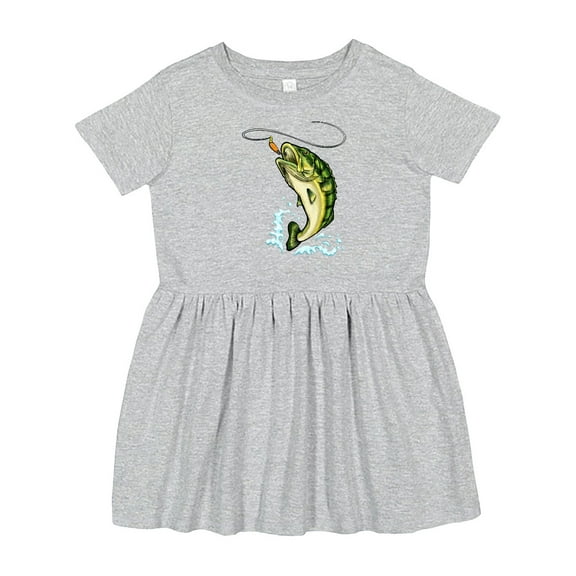 Inktastic Leaping Bass Fish Girls Toddler Dress