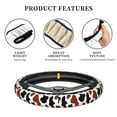 thumbnail image 4 of Vsdgher Brown Black Cow Pattern Elastic Car Steering Wheel Cover,Car Wheel Cover Protector Car Accessory for Steering Wheel with a Diameter of 14.5"-15", 4 of 6