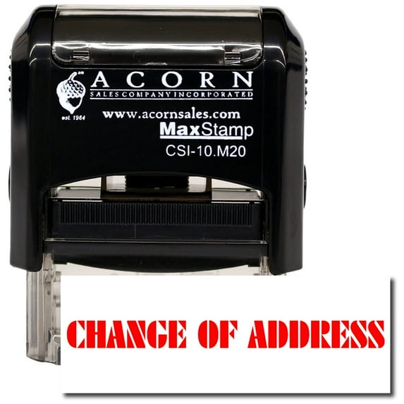 Self-Inking Change Of Address Stamp with Burgundy Ink