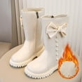 thumbnail image 2 of Fozruso Girls Boots Bowknot Long Boots For Kids Warm High Top With For Autumn And Winter 2 12 Years,Sizes 8.5(2-2.5 Years), 2 of 6