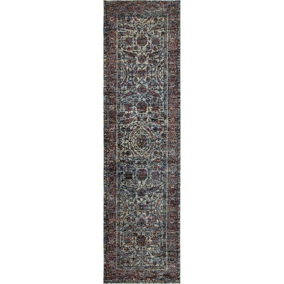 Oriental Weavers Andorra Area Rug 6846B Casual Blue Oval Petals 2' 6" x 12' Rectangle