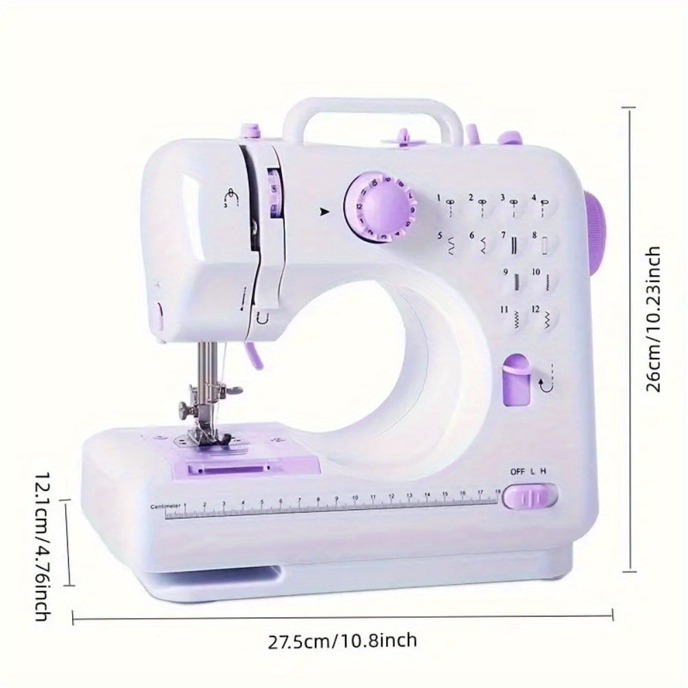 Portable Mini Electric Sewing Machine – 12 Built-in Stitches, 2-Speed Control, Foot Pedal Operation, Built-in Light, Storage Drawer & Complete Sewing Kit – Perfect for Beginners & Home Use
