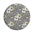 Spare Tire Cover White Flowers Hummingbird Gray Waterproof Sun