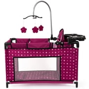 Bayer Design Dolls: Multi Bed - Hot Pink, Dots, Fairy - Playpen For Dolls Up To 18, Built-In Highchair & Mobile, Pillow & Blanket, Kids Toy, Age 3+