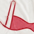 thumbnail image 5 of NMMUED Bathing Suits for Women Two Piece Bikini Set Gingham Plaid Swimsuits Checkered High Cut Bottom Swimwear Chic Summer Vacation Tropical Cruise Beachwear Outfits Red S, 5 of 7