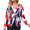 Red, variant on Women's Casual Blazer Jacket Printed Slim Fit Fashion Cropped Outerwear Long Sleeve Notch Lapel Double Breasted Crop Suit Jacket Blue 8