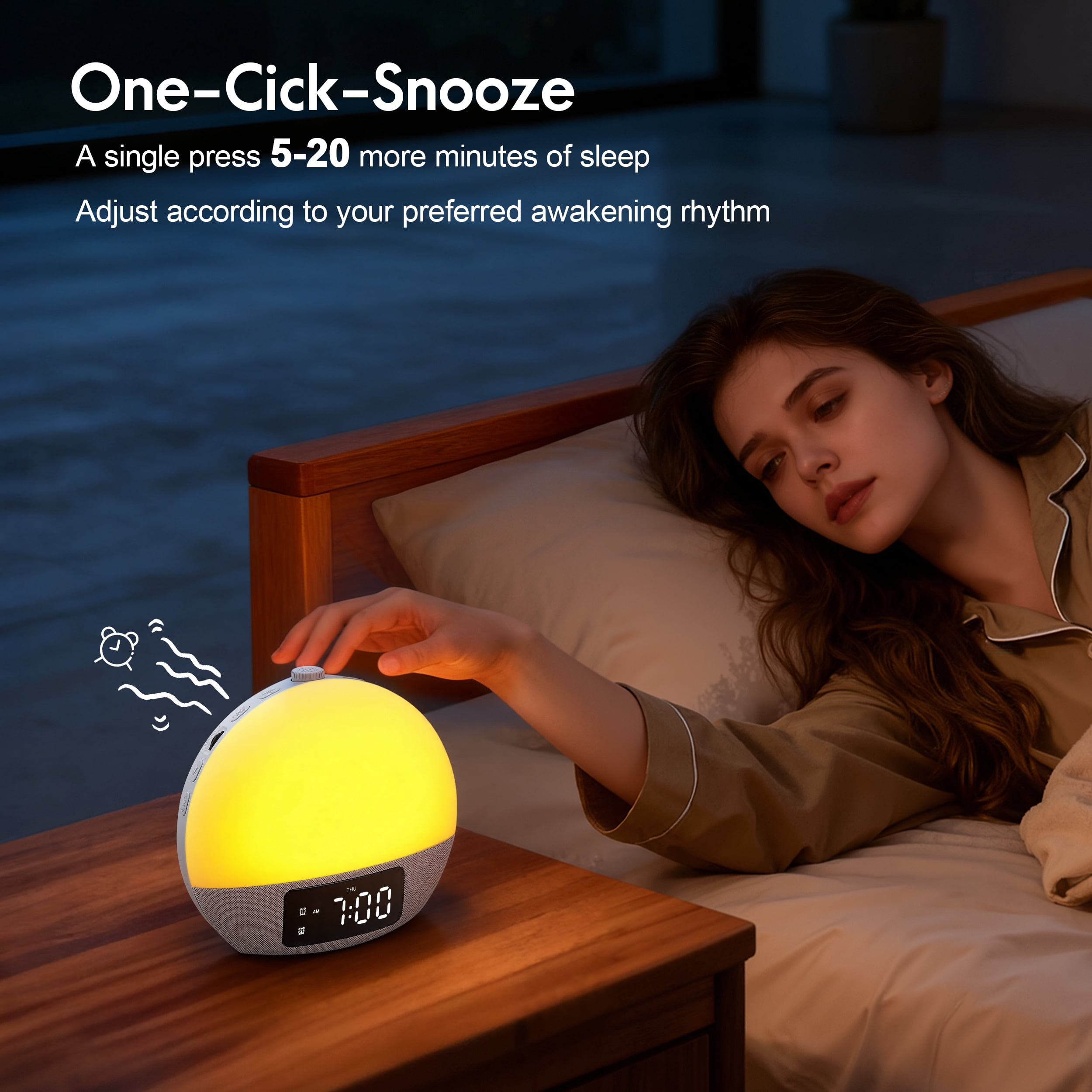 Doulami Sunrise Alarm Clock Wake Up Light White Noise Machine Natural Wake-Up Light with 25 Sleep Sounds & 17 Lights