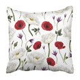 thumbnail image 1 of BSDHOME White Flower Floral Pattern with Roses Watercolor Colorful Leaf Ornamental Pillowcase Cushion Cover 16x16 inch, 1 of 1