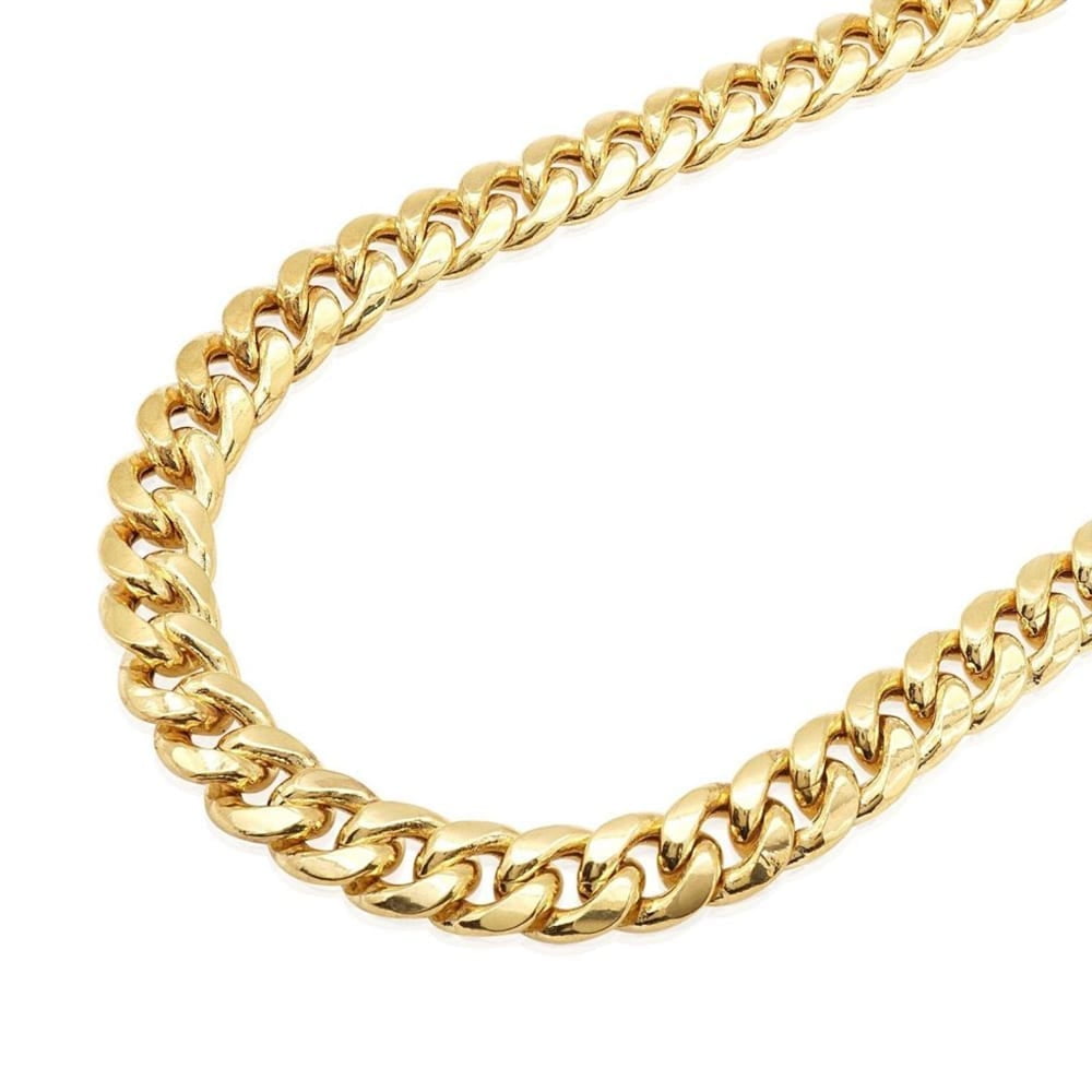 10K Yellow Gold 10.5MM Hollow Miami Cuban Curb Link Necklace Chains 24