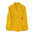 thumbnail image 7 of IUYRTFE Women's Casual Double Breasted Blazer Jacket Long Sleeve Notched Lapel with Shoulder Pads, 7 of 7
