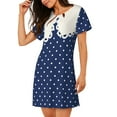 thumbnail image 2 of Naloa Vintage Blue Polka-dot Print Women Nightgowns,Womens Loungewear,Short Sleeve Sleepwear,Comfy Ladies Nightdress, 2 of 6