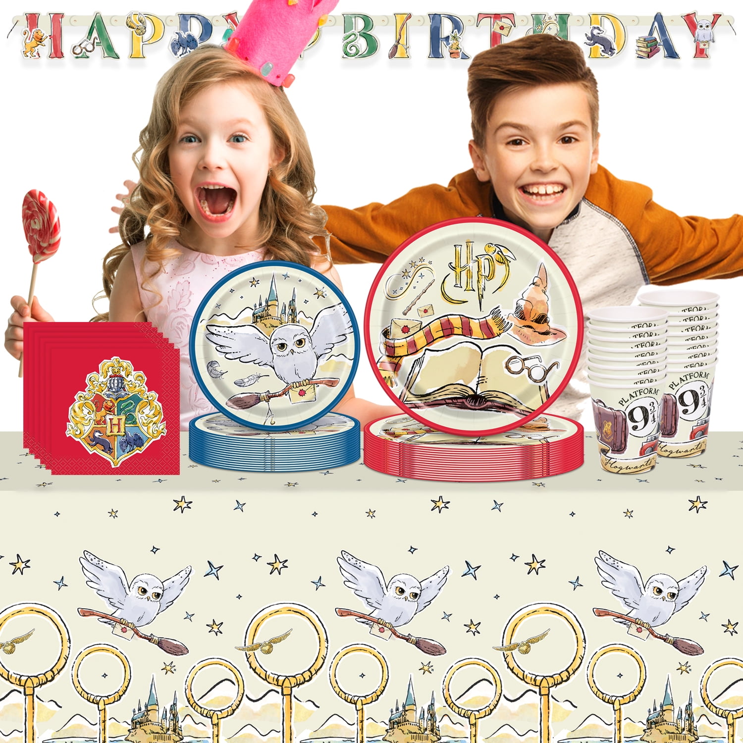 Harry Potter Birthday Decorations Kit | Harry Potter Birthday Party  Supplies | With Harry Potter Table Cover, Banner, Dinner Plates, Napkins,  Candles