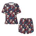 thumbnail image 4 of Lsque Skull red flower blue Women's Short-Sleeved Pajama Set - 2 Piece Soft and Lightweight Sleepwear Set-3X-Large, 4 of 9