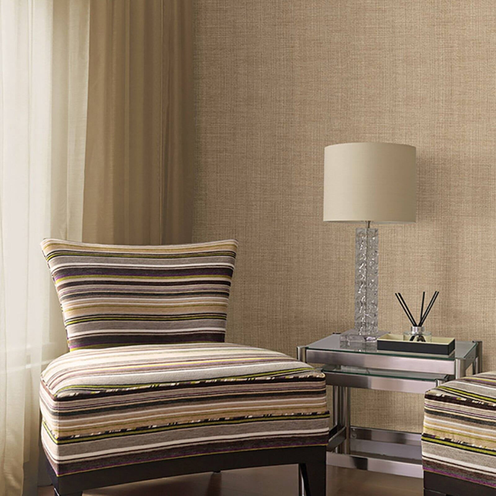Warner Textures Texture Light Brown Rugged Unpasted Fabric Backed Vinyl Wallpaper, 27-in by 27-ft, 60.8 sq. ft.