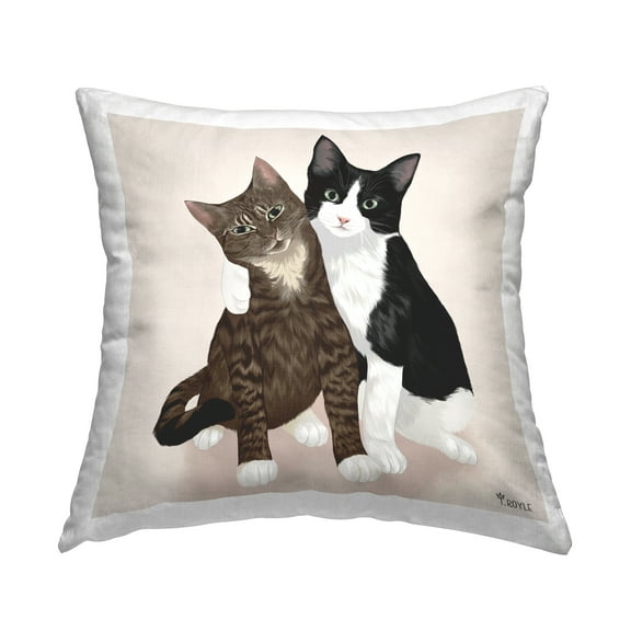 Stupell Industries Hugging Cat Friends Decorative Printed Throw Pillow, 18 x 18