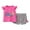 Hot Pink-01, variant on Lopeceal Toddler Girls Cute 2 Piece Outfits Lollipop Print Crew Neck Ruffle Sleeve with Bowknot Small Floral Print Shorts 2-9Y