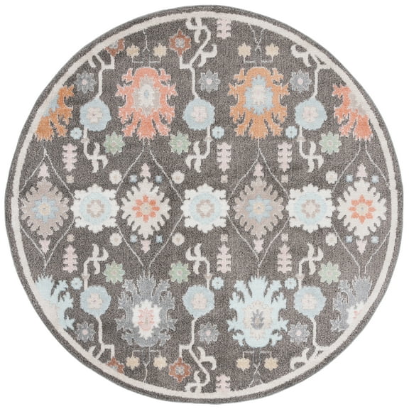 SAFAVIEH Phoenix Joseph Floral Area Rug, Dark Gray/Ivory Blue, 6'7" x 6'7" Square