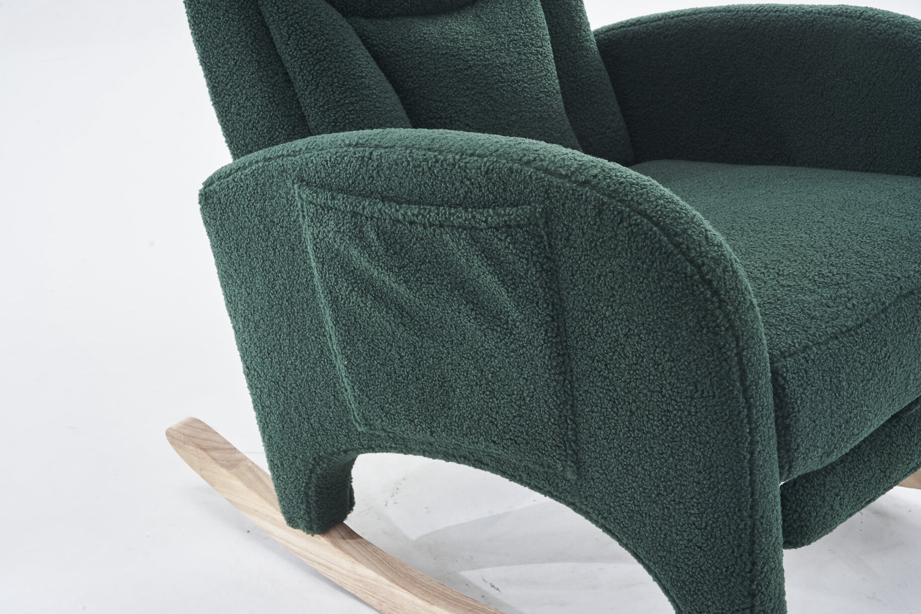 Rocking Chair Nursery, Nursery Rocking Chairs with Adjustable Footrest & Side Pocket, Comfy Rocking Chairs in Teddy Fabric, Reading Arm Glider Chair for Bedroom, Living Room, Office, Green