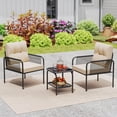 thumbnail image 5 of Costway 3 PCS Patio Bistro Set with Tempered Glass Table Chairs Back and Seat Cushions, 5 of 10