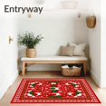 thumbnail image 3 of ODIKA 3'x5' Machine Washable Non-Slip Area Rug, Nordic Yuletide Folk Reindeer Motif with Pine and Snowflake High Traffic Rug, Red, 739317, 3 of 7