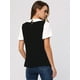 thumbnail image 3 of Blusa con cuello Peter Pan Allegra K Top de verano de Manga Corta con volantes En Contraste Negro XS, 3 of 6