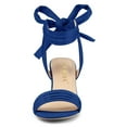 thumbnail image 2 of BLISSFUL STEP Valentine's Women's Shoes Slingback Back Ankle Open Toe Tie Block Heels Sandals Deep Blue 7.5, 2 of 8
