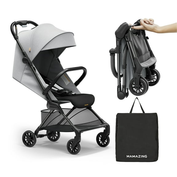 Mamazing Ultra Air X Lightweight Baby Stroller for Airplane Travel, 9.9 lbs, Ultra-Compact, Light & Strong, Age Group: Infant, Single, Black