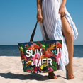 thumbnail image 4 of Yiaed Summer Birds and Flowers Print Large Capacity Beach Travel Bag - Waterproof Zipper Vacation Tote for Sandproof Storage, and Camping, 4 of 5