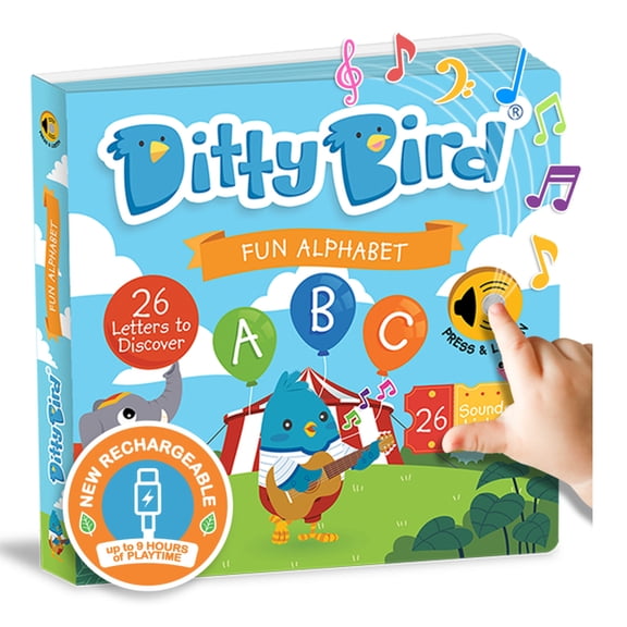 Ditty Bird Ditty Bird ABC Fun Alphabet Interactive Sound Book for Toddlers 1- 3 Musical Books for Preschoolers Early Learning Toy, (Board Book)