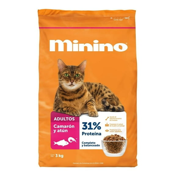 Alimento para gatos Minino Adultos camarón y atun 3 kg