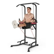 AQUVII Pull Up Rack Bar, 450 LBs Power Tower Dip Bar Station Dip Stand Multi-Function Home Strength Training Fitness Workout Station for Home Gym