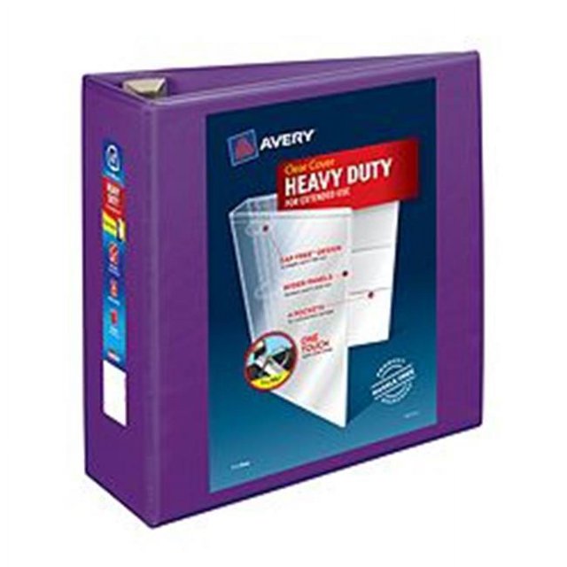 Avery-Dennison 79813 Heavy-Duty View Binder with Locking EZD Rings, Purple - 4 in.