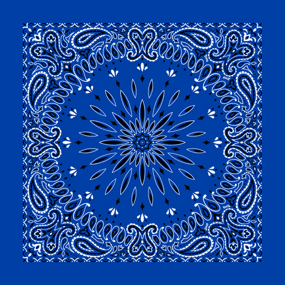 Royal Blue Circular Burst Paisley Bandanas - Dozen Packed 22x22