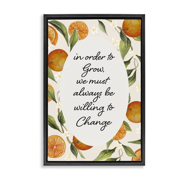 Stupell Industries Willing To Change Quote Black Framed Floater Canvas Wall Art, design by Janice Gaynor