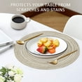 thumbnail image 4 of Placemats Set of 6， Washable Round Place mats for Kitchen Table，15 inch Woven Heat Resistant Non-Slip Dining Table Mats, Beige, 4 of 8