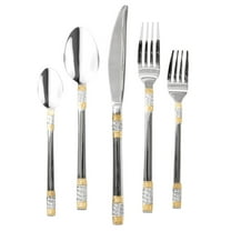 Venezia Collection 'Milano' 20-Pcs. Fine Flatware Set, Silverware Cutlery Dining Service for 4, Premium 18/10 Surgical Stainless Steel, 24K Gold-Plated Trim