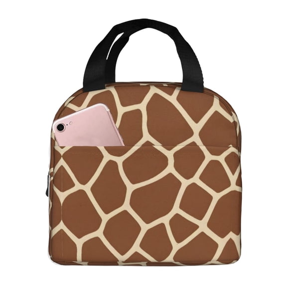 Giraffe Print Lunch Bag Reusable Thermal Lunch Box with Handle for Women and Men