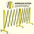 thumbnail image 4 of 19.8 FT Industrial Expandable Metal Barricade, Rotatable & Portable Safety Barrier with a Warning Board and Casters, Retractable Traffic Fence Mobile Safety Barrier Gate Yellow Black, 4 of 7