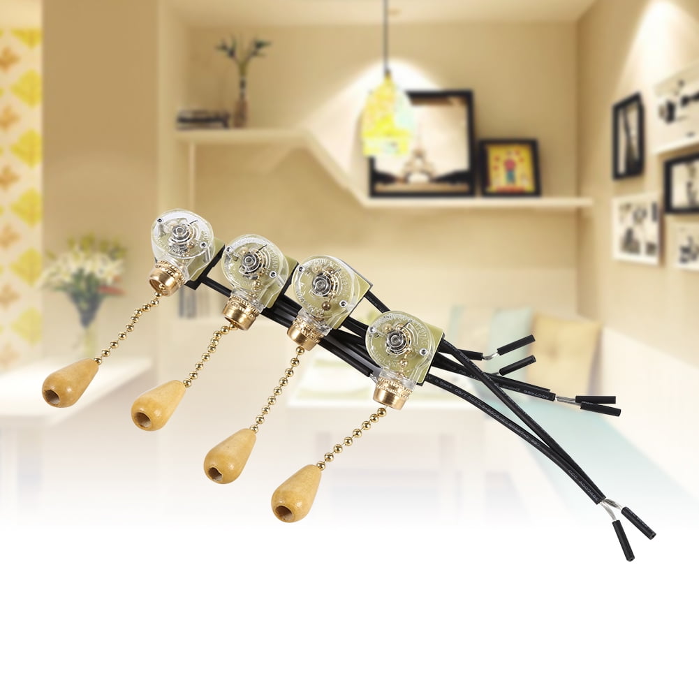 Greensen 4Pcs Universal Home Ceiling Fan Lamp Wall Light Replacement Pull Chain Cord Switch 250V 125V,Pull Switch Replacement