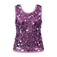 thumbnail image 4 of EliteGoogv Women Tank Top Classic Fit Carnival Holiday Tops Vest Sequin Sleeveless Shirts Purple M, 4 of 4