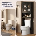 thumbnail image 3 of Walsunny Over The Toilet Storage Cabinet Bathroom Shelves Organizer Space Saver Freestanding Restroom Shelf with Tempered Glass Doors Anti-Tip Device Adjustable Shelf Black, 3 of 10