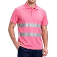 thumbnail image 2 of TOMVIGX Men's Polo Shirts Short Sleeve Reflective High Visibility Safety Moisture Wicking Shirts Outdoor Night Running Cycling Breathable Quick Dry Workout Shirts Pink XL, 2 of 5