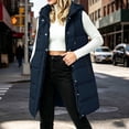 thumbnail image 2 of Puffer Vest Women Winter Plus Size Hooded Mid Length Solid Color Sleeveless Jackets Full Zipper Padded Gilets Jackets with Pockets Women Clothing, 2 of 8