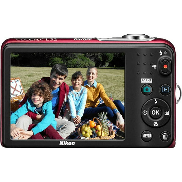 Nikon COOLPIX L32 20.1MP 720P HD Video Digital Camera - Red