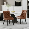 thumbnail image 2 of Noble House Will Faux Leather Dining Chairs, Set of 2, Cognac Brown, Dark Brown, 2 of 8